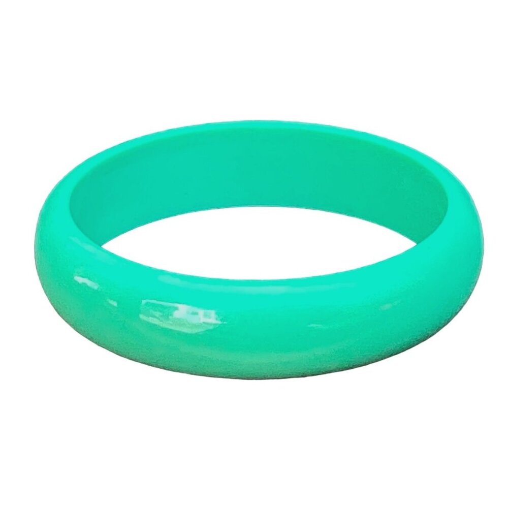 Vintage Light Teal Green Lucite Bangle Bracelet Minimalist Color Pop Retro - Picture 2 of 5